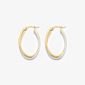9ct Two-Tone Gold Double Oval Silhouette Hoop Earrings