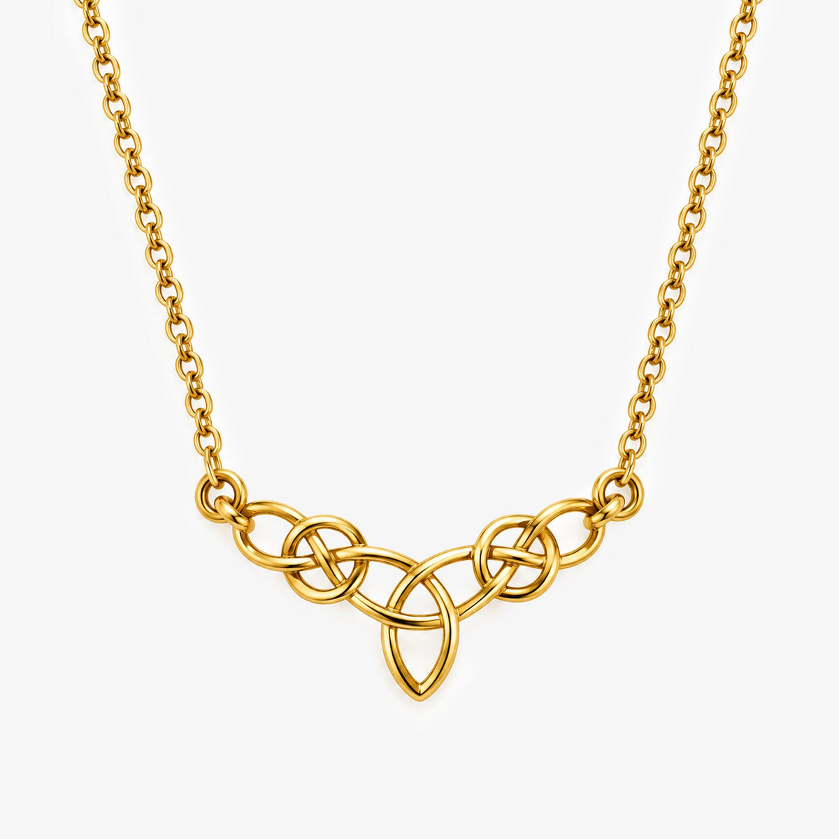9ct Yellow Gold Celtic Knot Pendant Necklace on Belcher Chain
