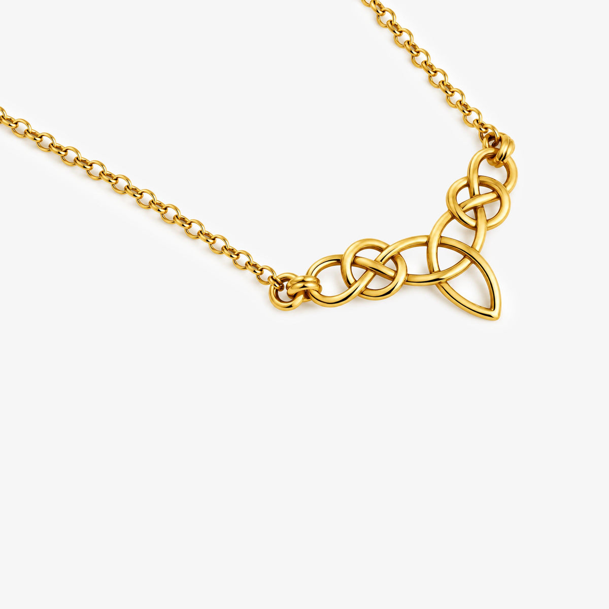 9ct Yellow Gold Celtic Knot Pendant Necklace on Belcher Chain
