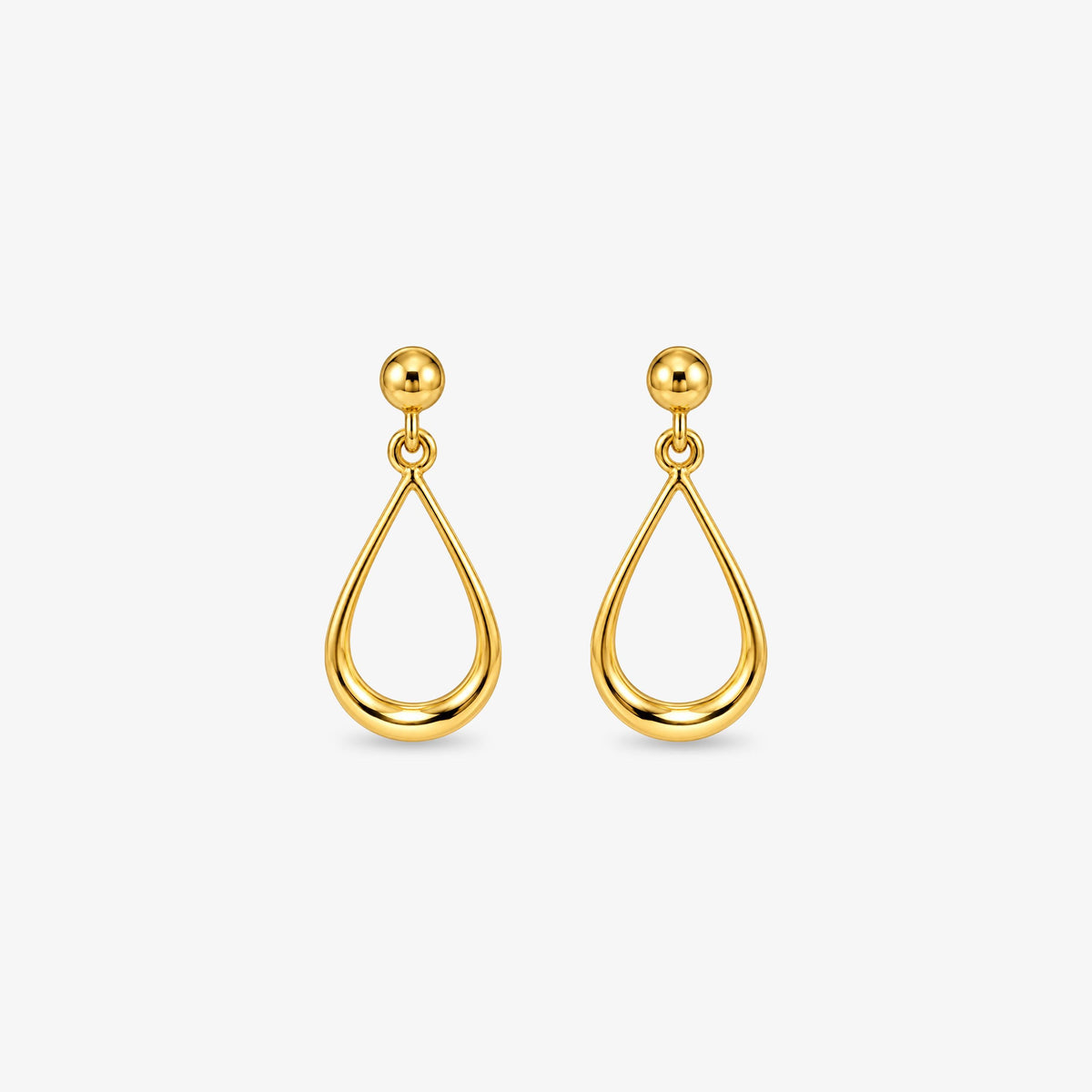 9ct Yellow Gold Open Teardrop Drop Earrings