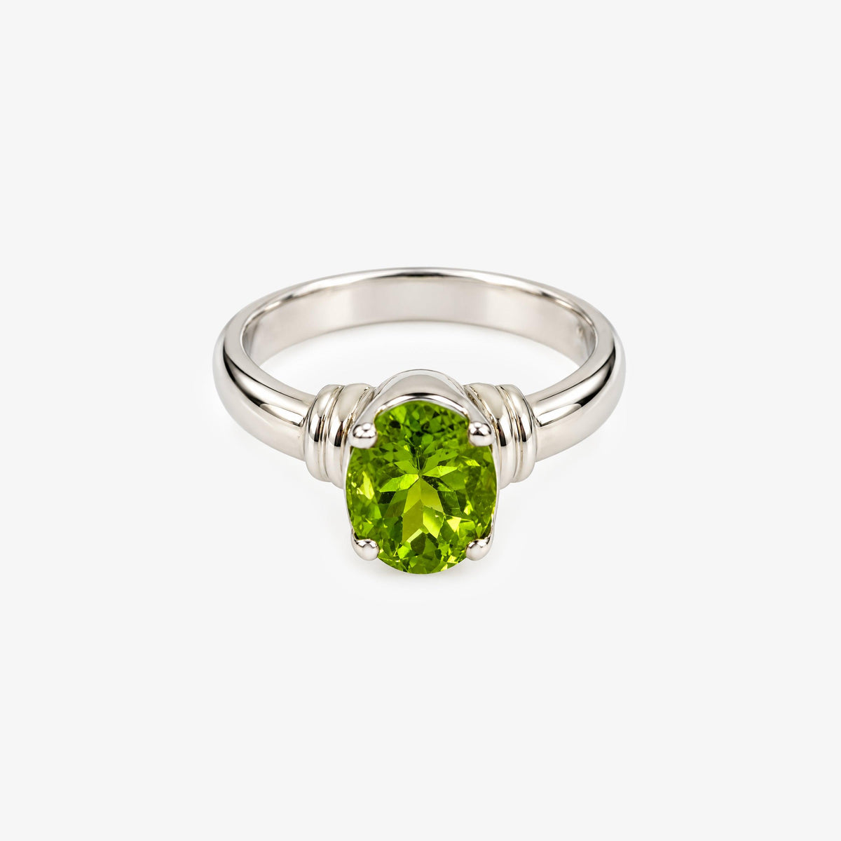 Sterling Silver Oval Peridot Solitaire Ring