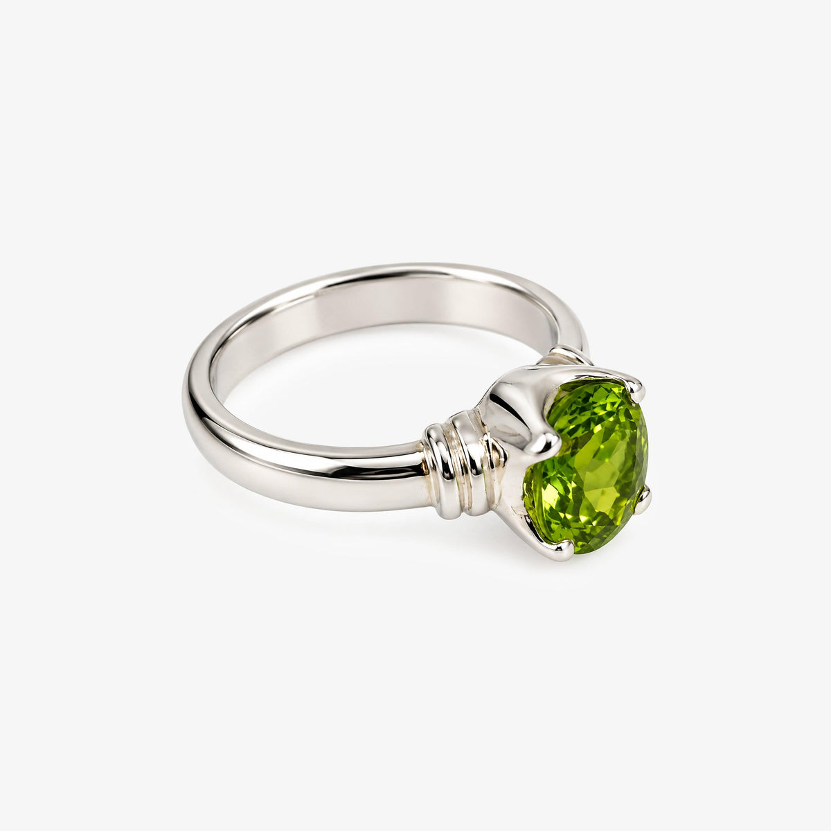 Sterling Silver Oval Peridot Solitaire Ring