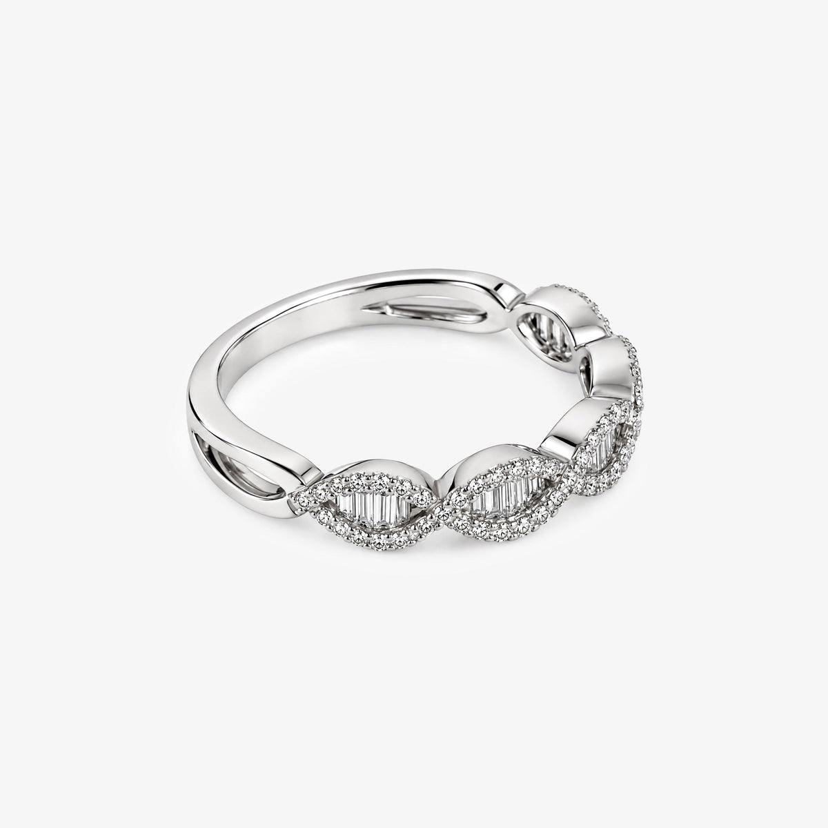 18ct White Gold Diamond Twist Band Ring