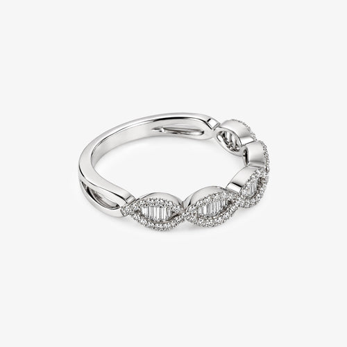 18ct White Gold Diamond Twist Band Ring