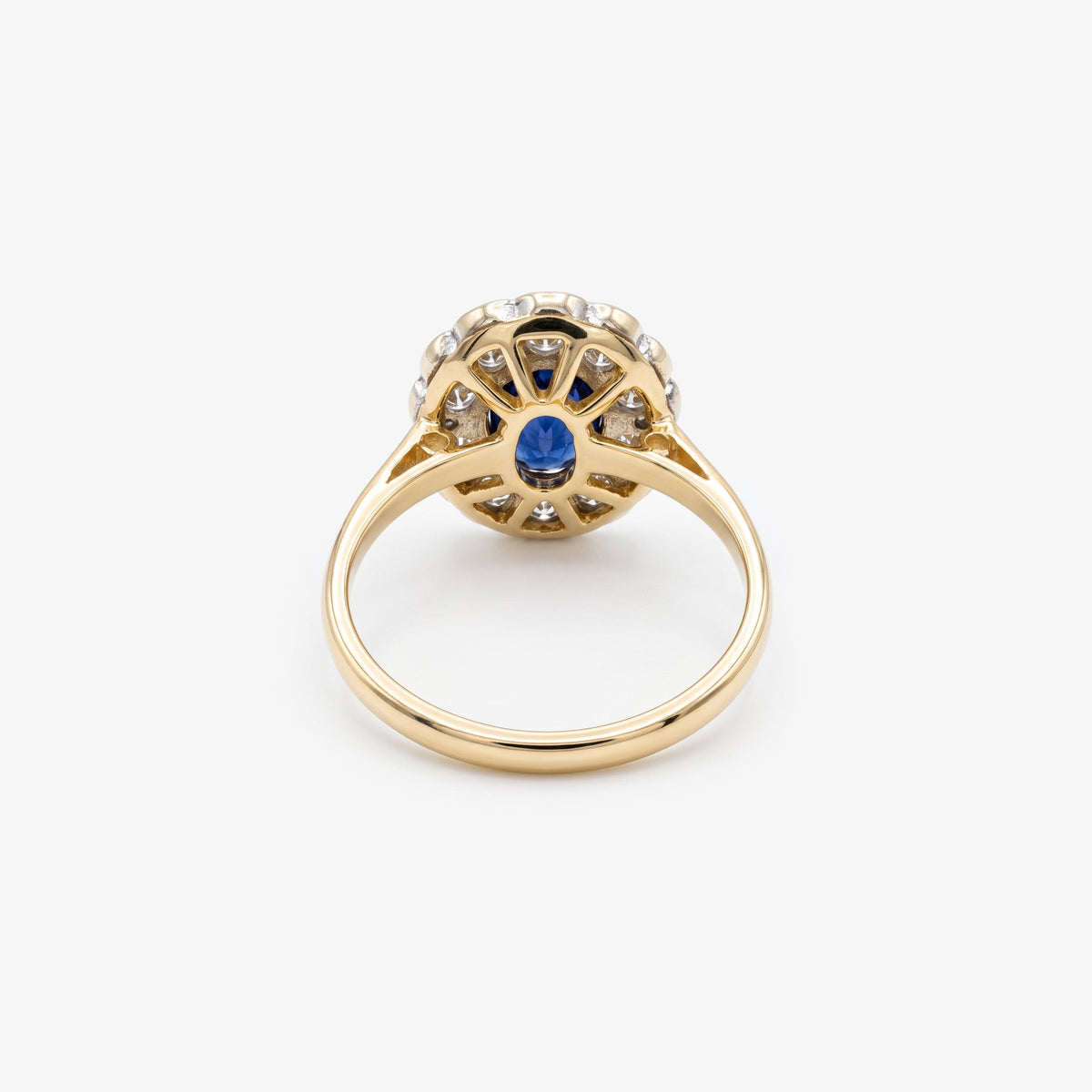 9ct Yellow Gold Ceylon Sapphire & Diamond Cluster Ring