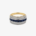 18ct Gold Art Deco Style Sapphire & Diamond Half Eternity Ring