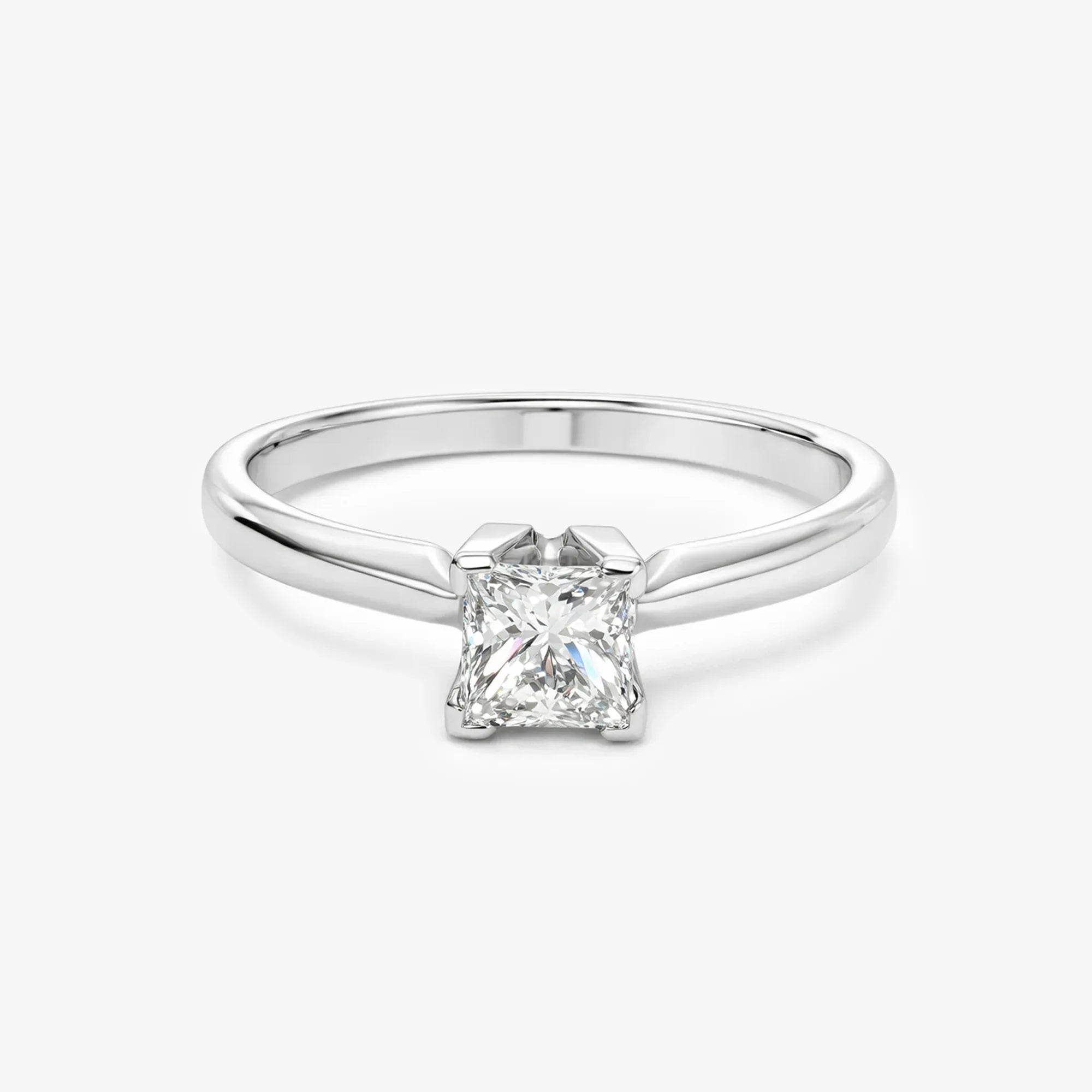 Platinum Princess Cut Solitaire Diamond Ring 0.50ct - The Jewel House