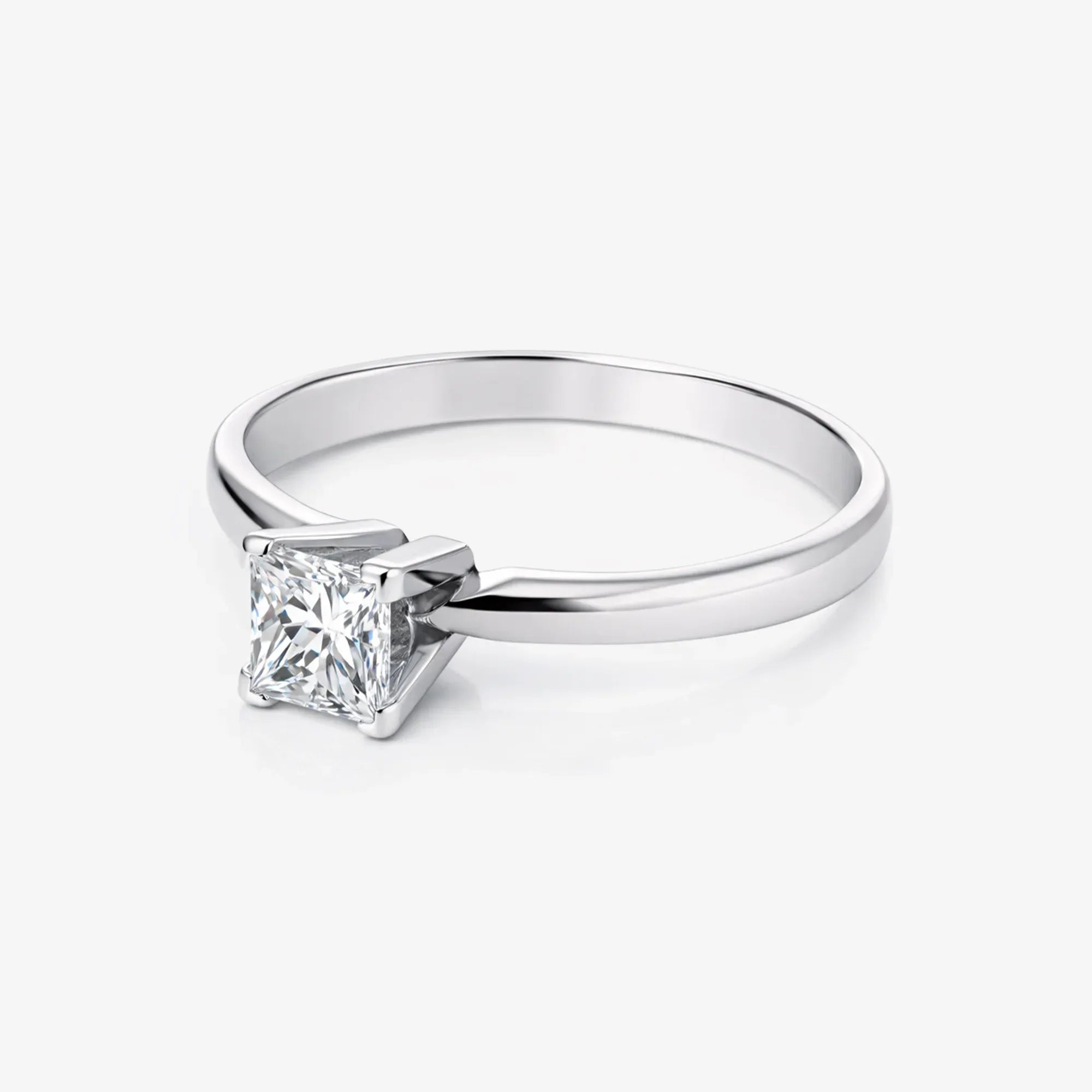 Platinum Princess Cut Solitaire Diamond Ring 0.50ct - The Jewel House