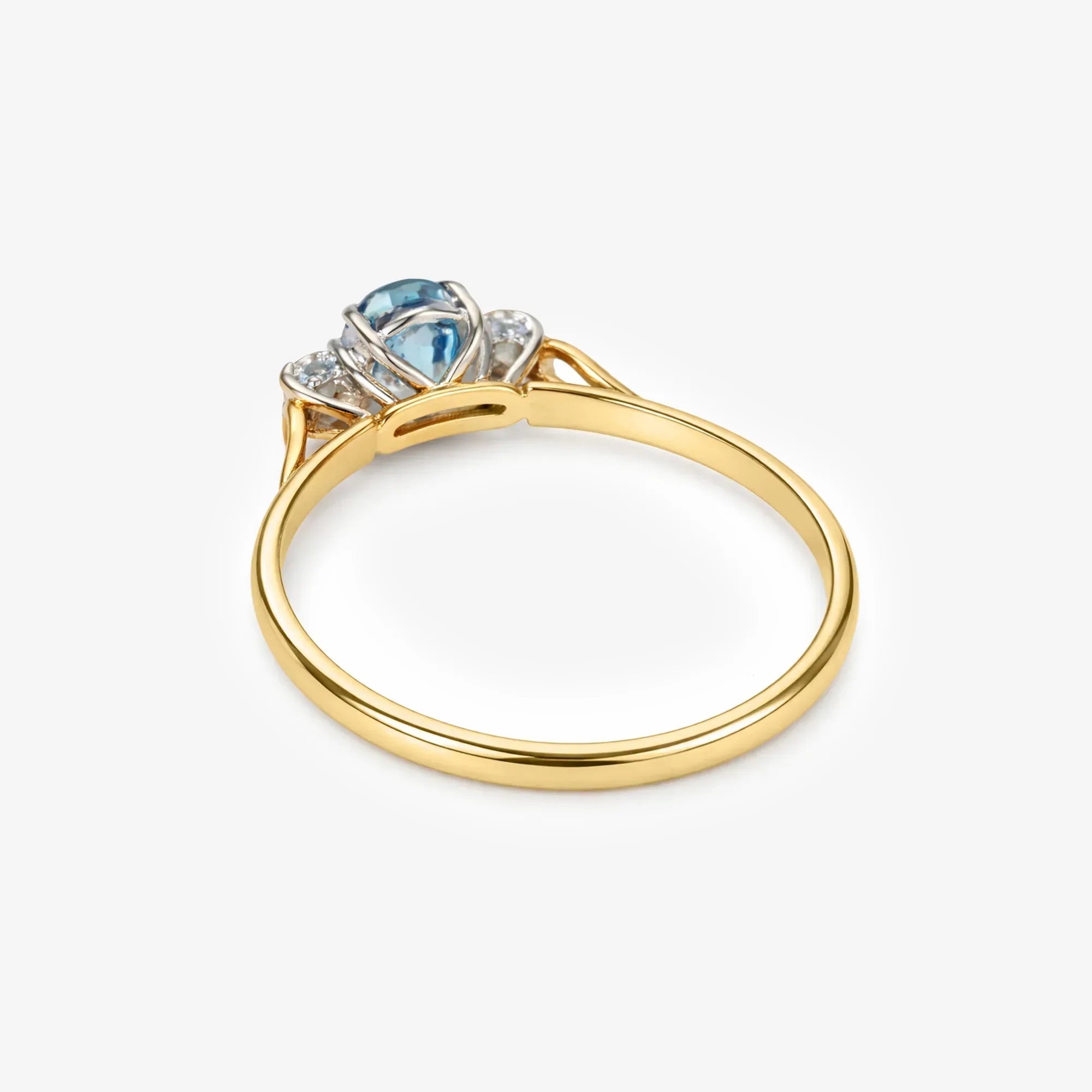 18ct Gold Aquamarine & Diamond Trilogy Ring - The Jewel House