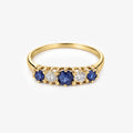 18ct Yellow Gold Sapphire and Diamond Five Stone Claw Set Ring - The Jewel House