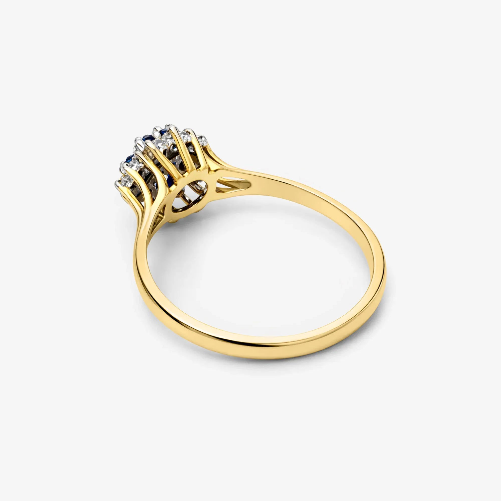 18ct Yellow Gold Sapphire and Diamond Cluster Ring - The Jewel House