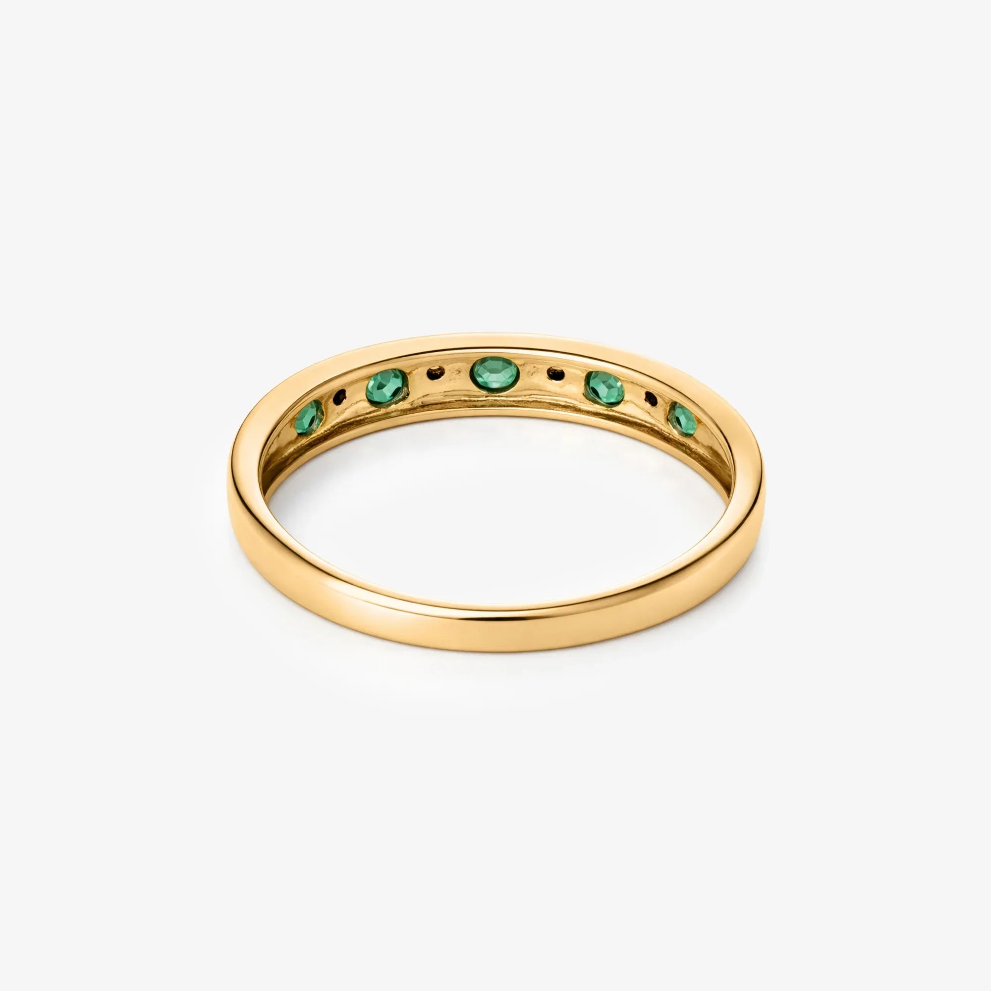 9ct Yellow Gold Emerald and Diamond Half Eternity Ring - The Jewel House