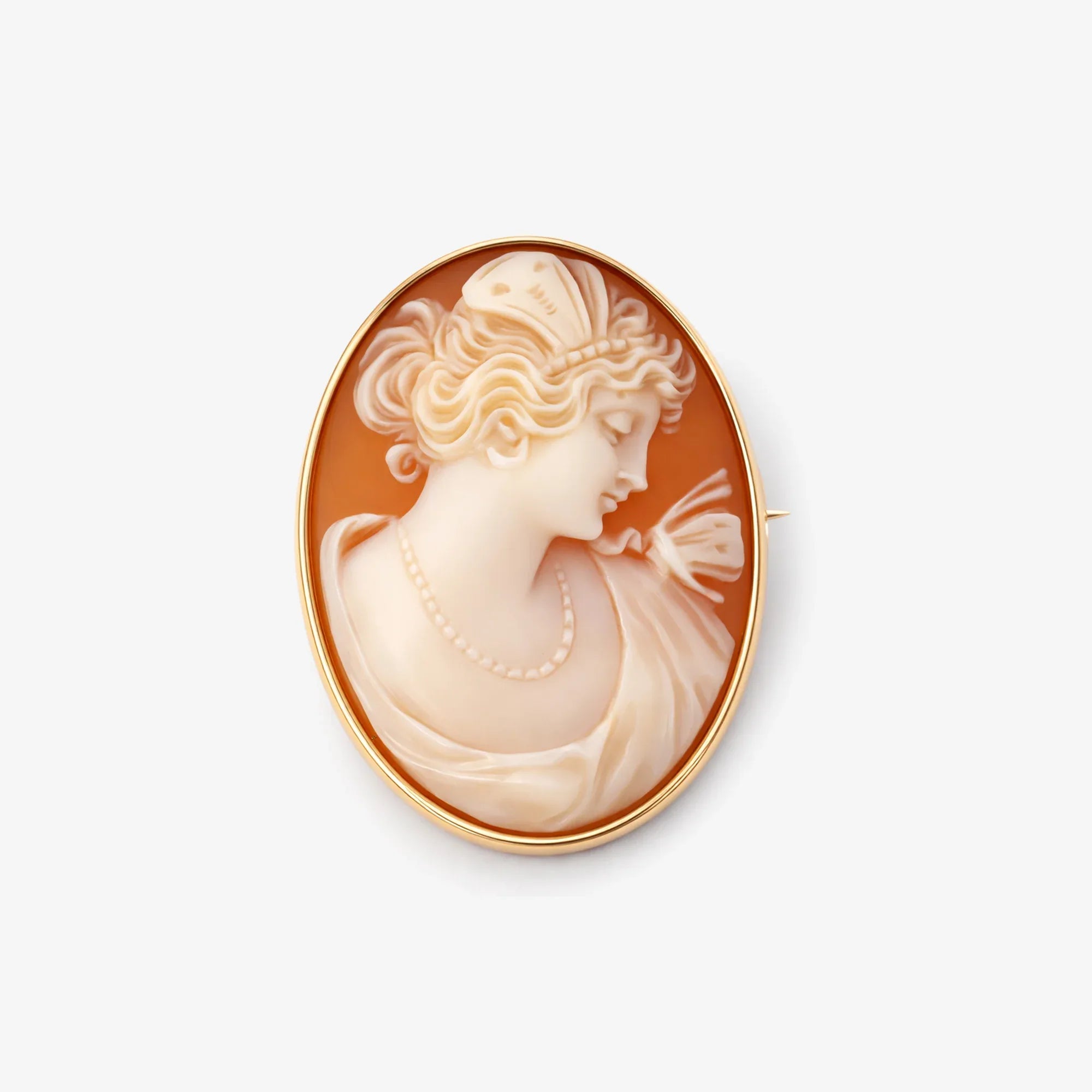 18ct Yellow Gold Oval Cameo Brooch Pendant - The Jewel House