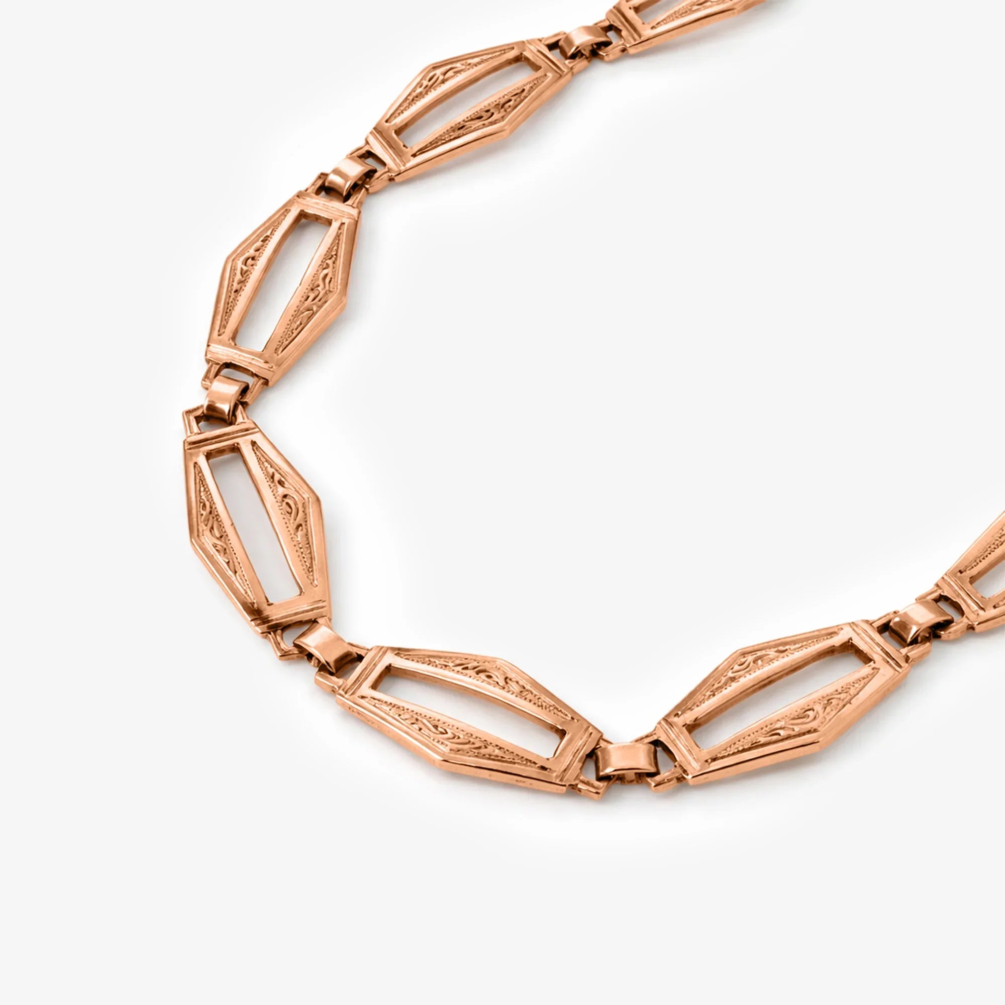 9ct Rose Gold Engraved Open Link Panel Bracelet - The Jewel House