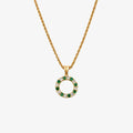 18ct Gold Emerald and Diamond Circular Pendant on PoW Chain - The Jewel House