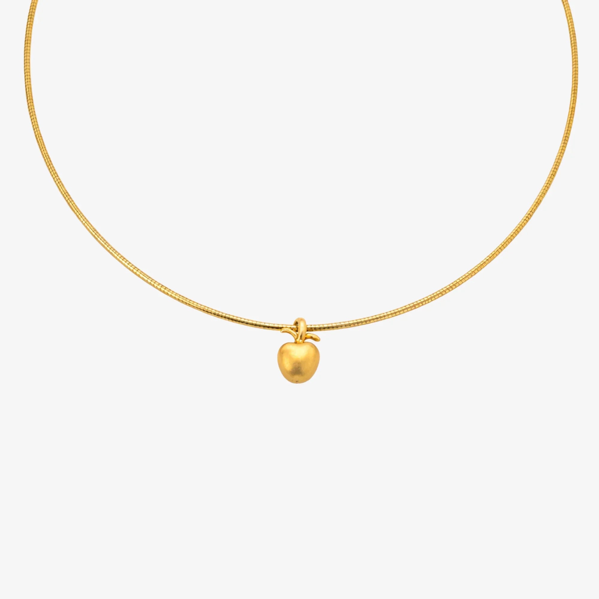 9ct Yellow Gold Apple Pendant on Snake Choker - The Jewel House