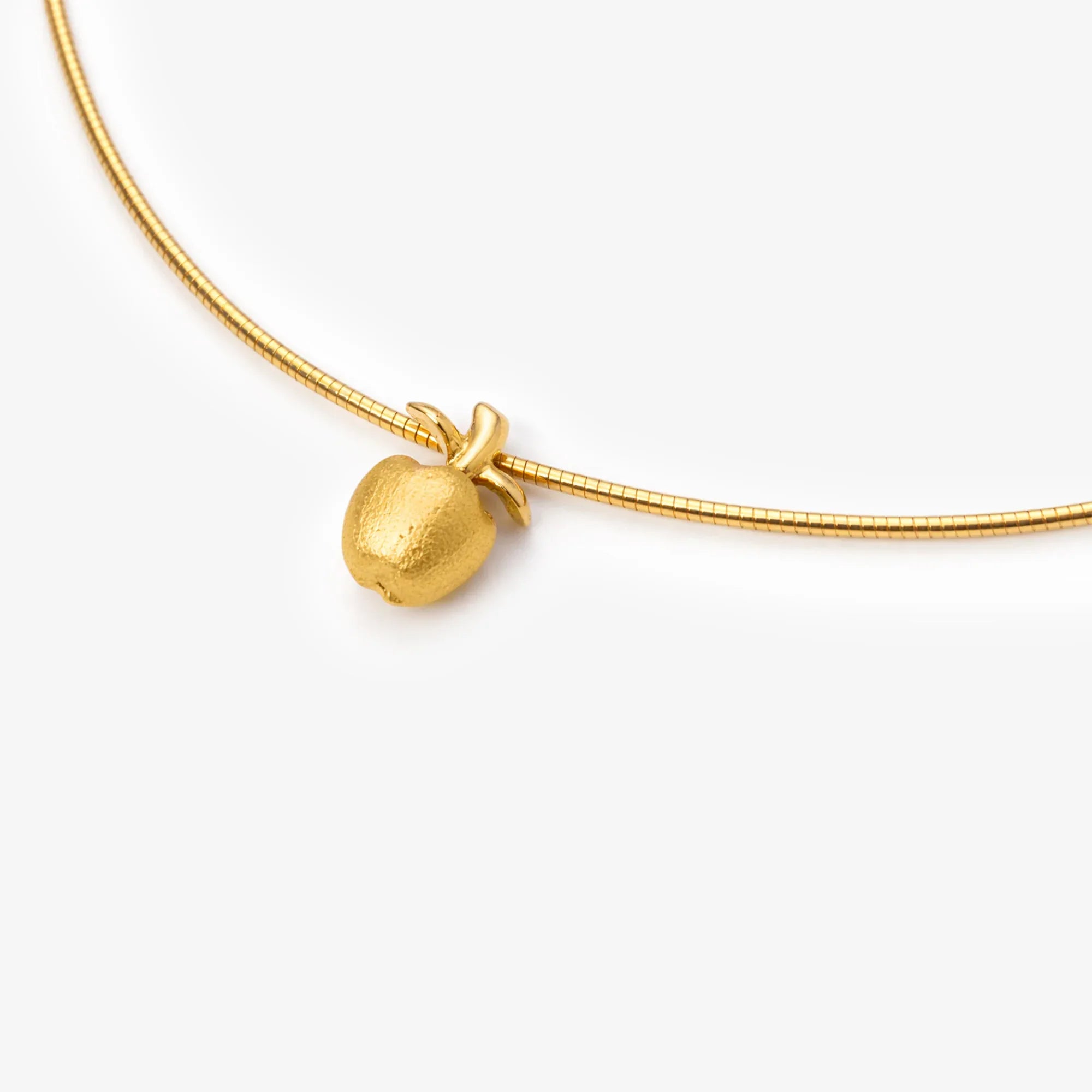 9ct Yellow Gold Apple Pendant on Snake Choker - The Jewel House