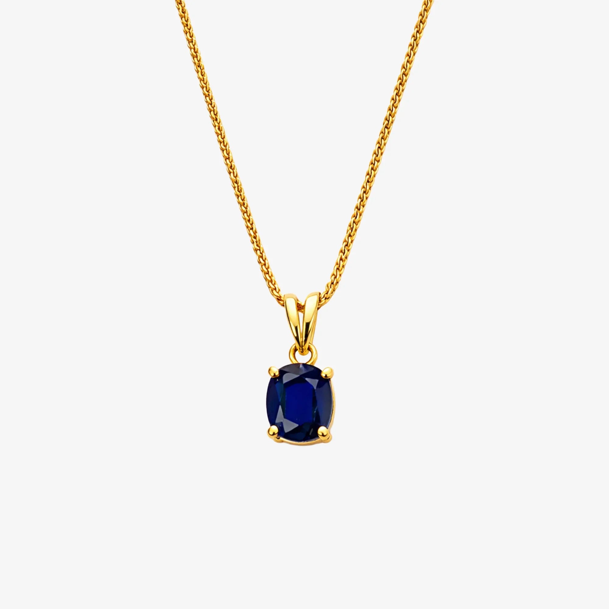 18ct Gold Oval Sapphire Pendant with 14ct Gold Chain - The Jewel House