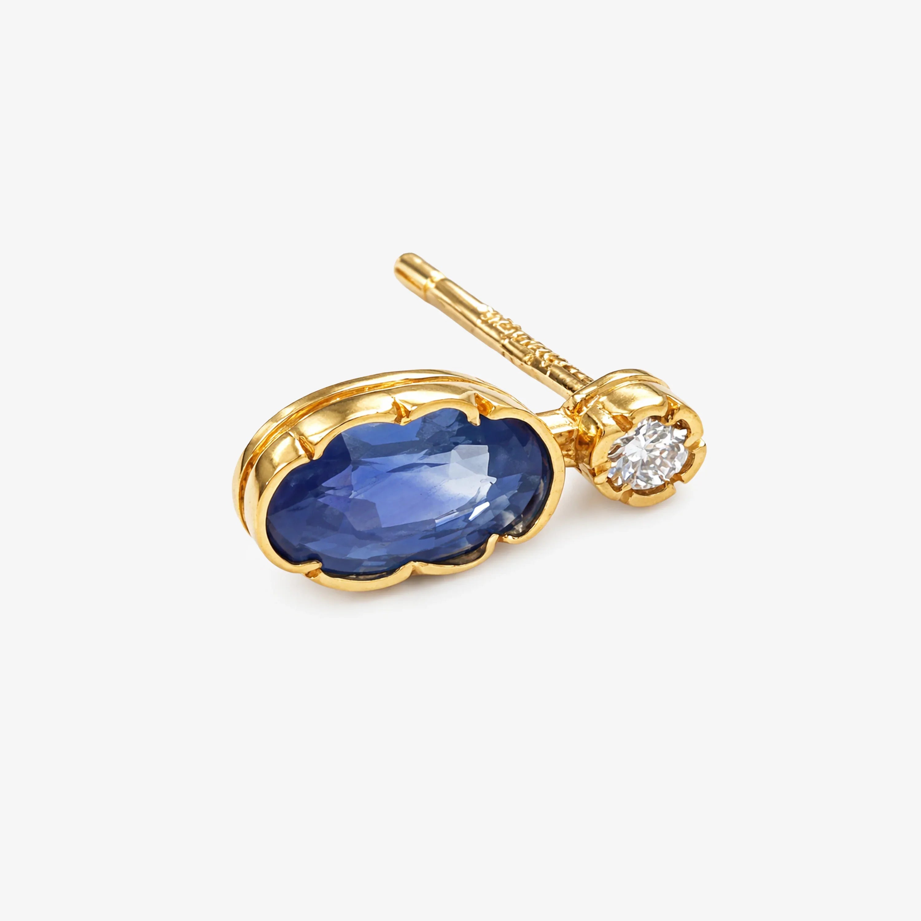 18ct Yellow Gold Sapphire and Diamond Stud Earrings