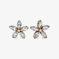 9ct Rose Gold Aquamarine and Diamond Flower Stud Earrings