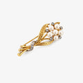 9ct Gold Cultured Pearl and Diamond Brooch