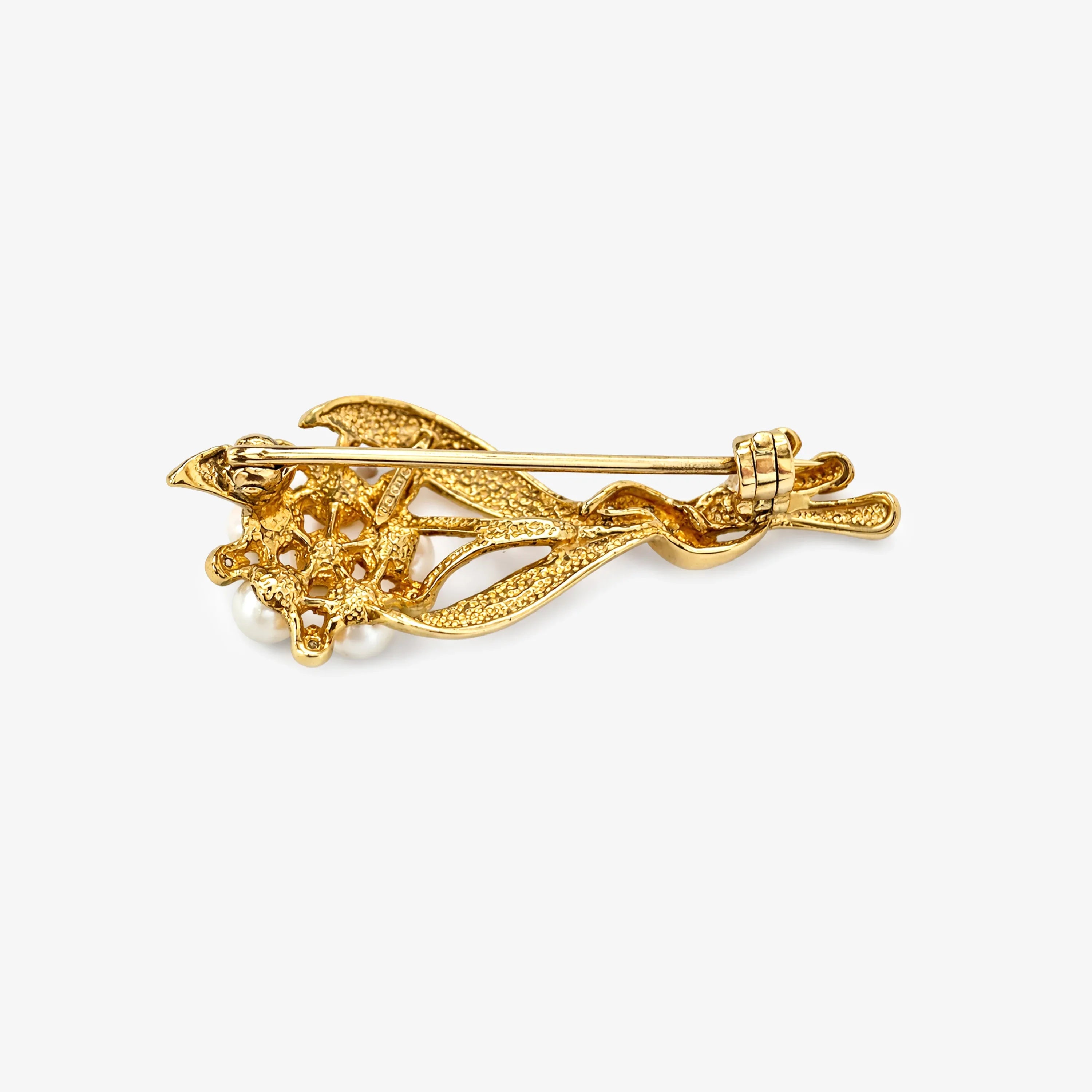 9ct Gold Cultured Pearl and Diamond Brooch