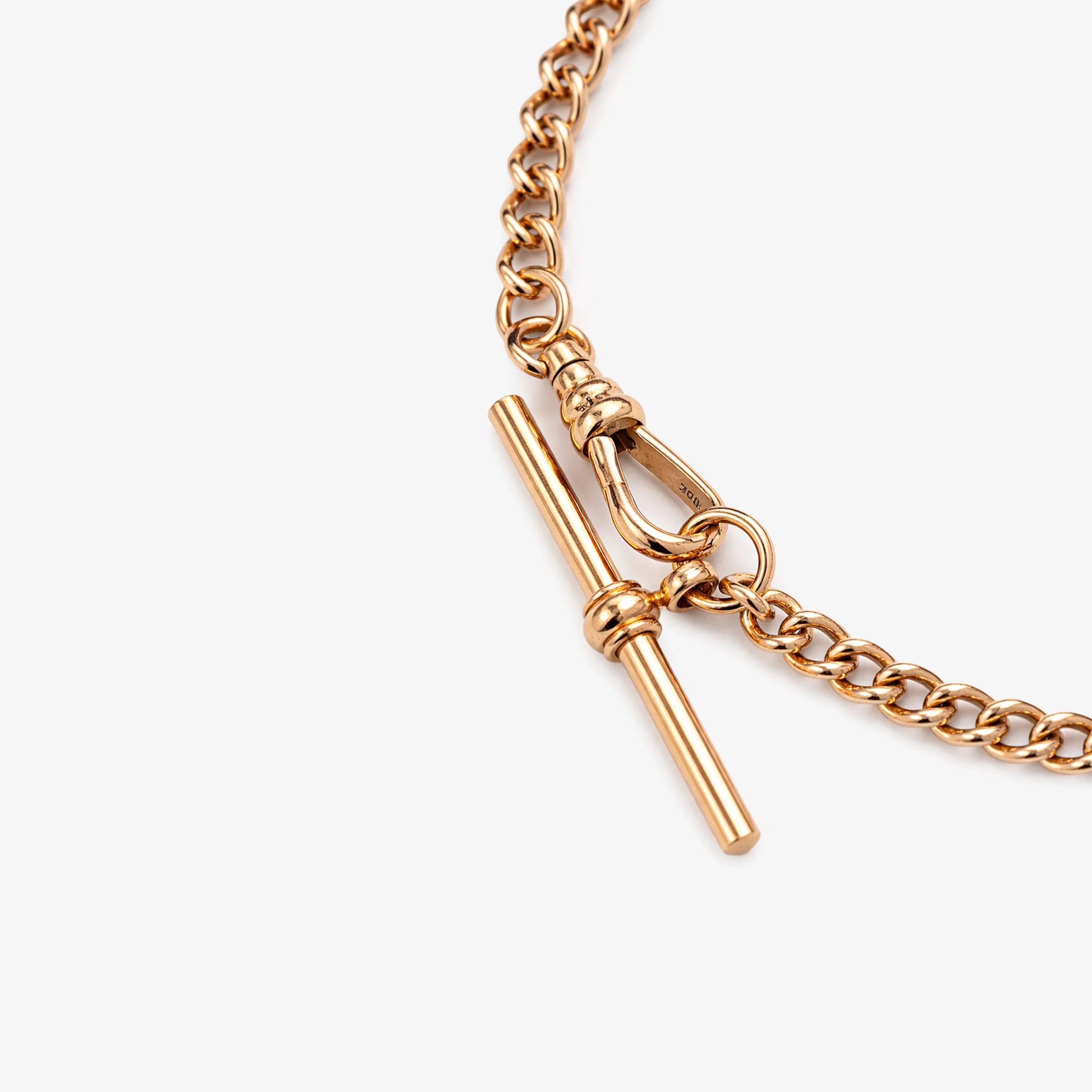 Vintage Rose Gold Curb Bracelet with T Bar
