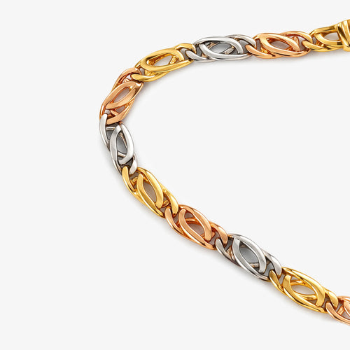 18ct Tri Colour Flat Link Bracelet