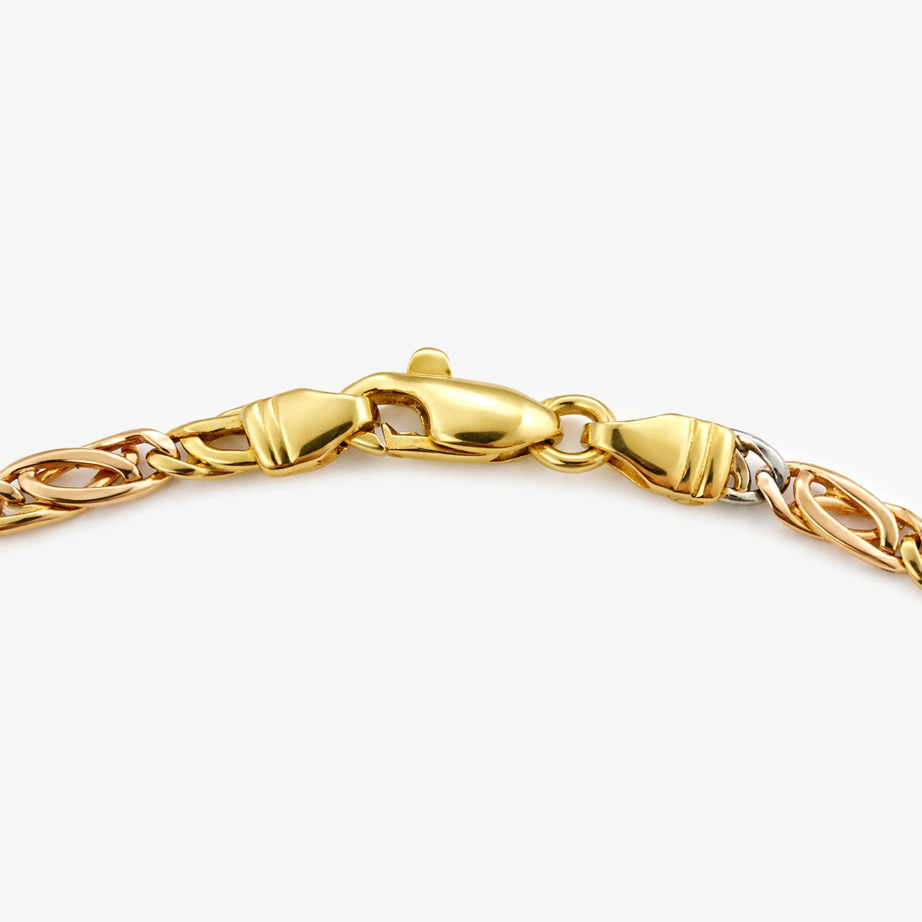 18ct Tri Colour Flat Link Bracelet