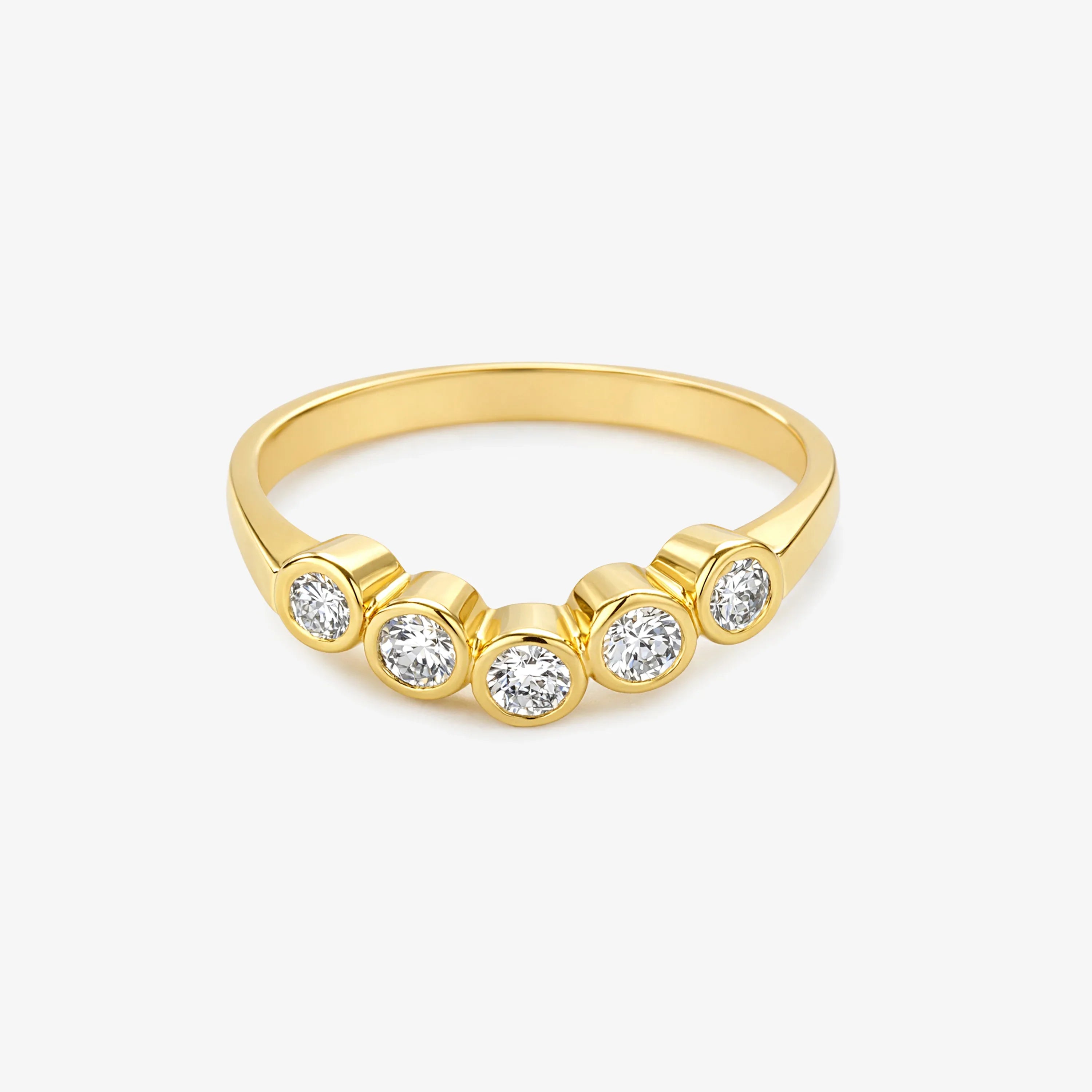 18ct Yellow Gold Five Stone Diamond Wishbone Ring