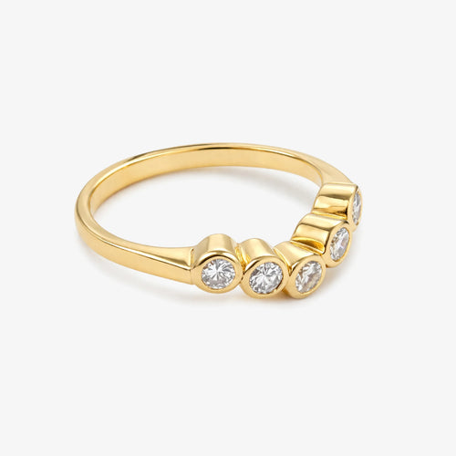 18ct Yellow Gold Five Stone Diamond Wishbone Ring