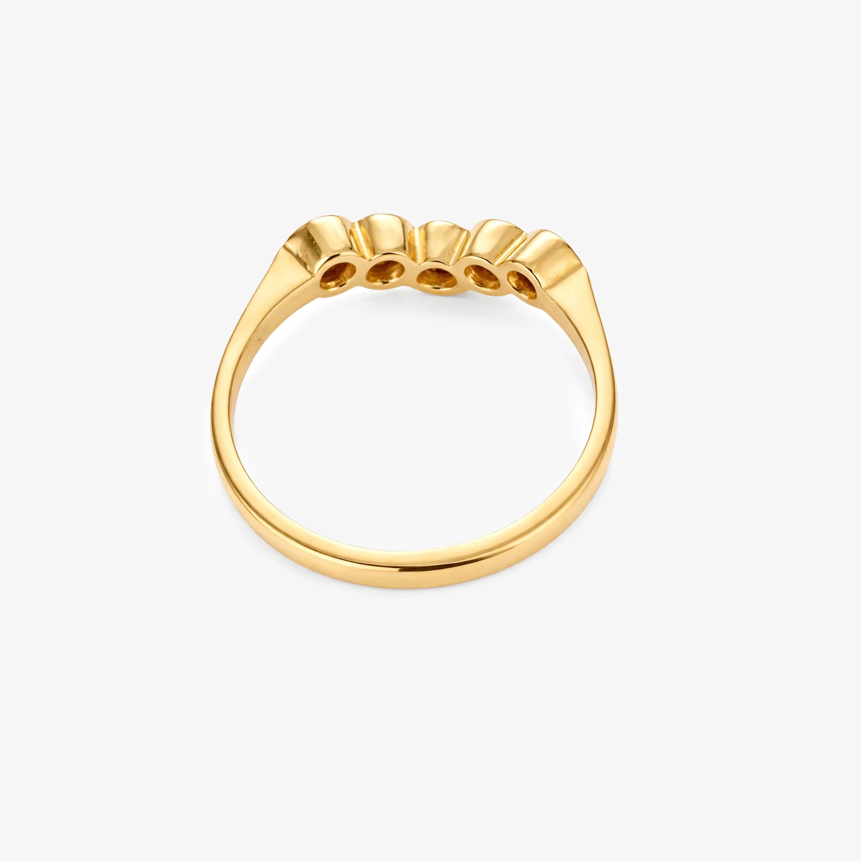 18ct Yellow Gold Five Stone Diamond Wishbone Ring