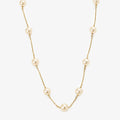 9ct Yellow Gold Cultured Pearl Station Necklace