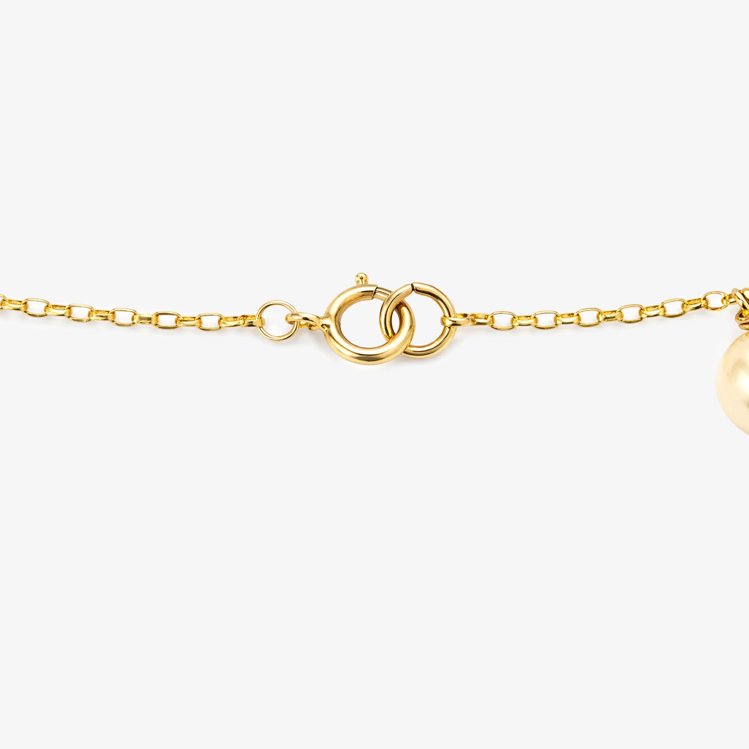 9ct Yellow Gold Cultured Pearl Station Necklace