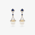 14ct Gold Sapphire and Cultured Pearl Drop Earrings