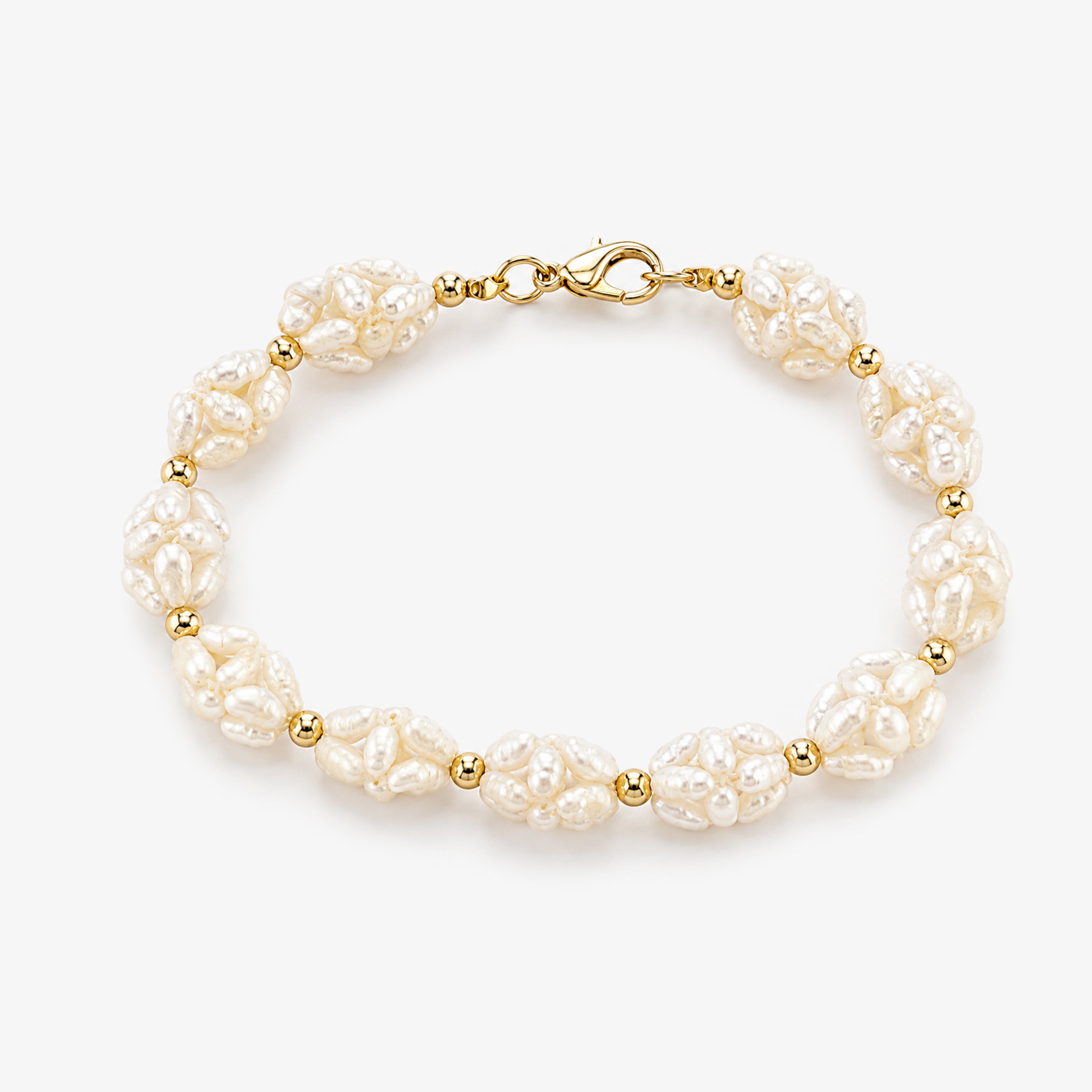 Rice Pearl Cluster Bead Bracelet