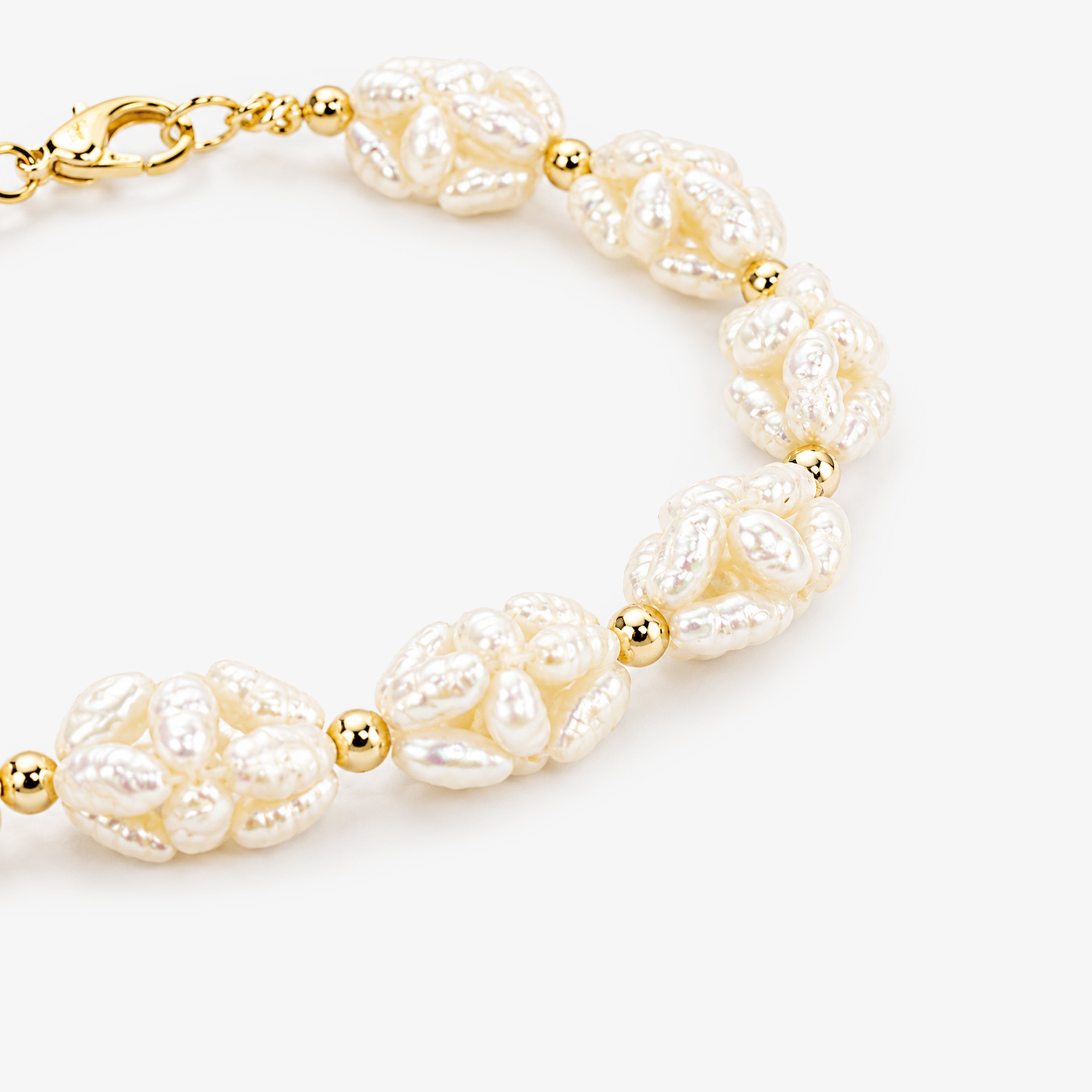 Rice Pearl Cluster Bead Bracelet
