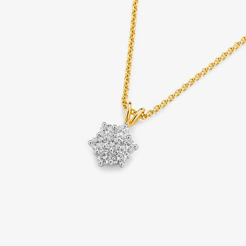 18ct Gold Diamond Daisy Cluster Pendant Necklace