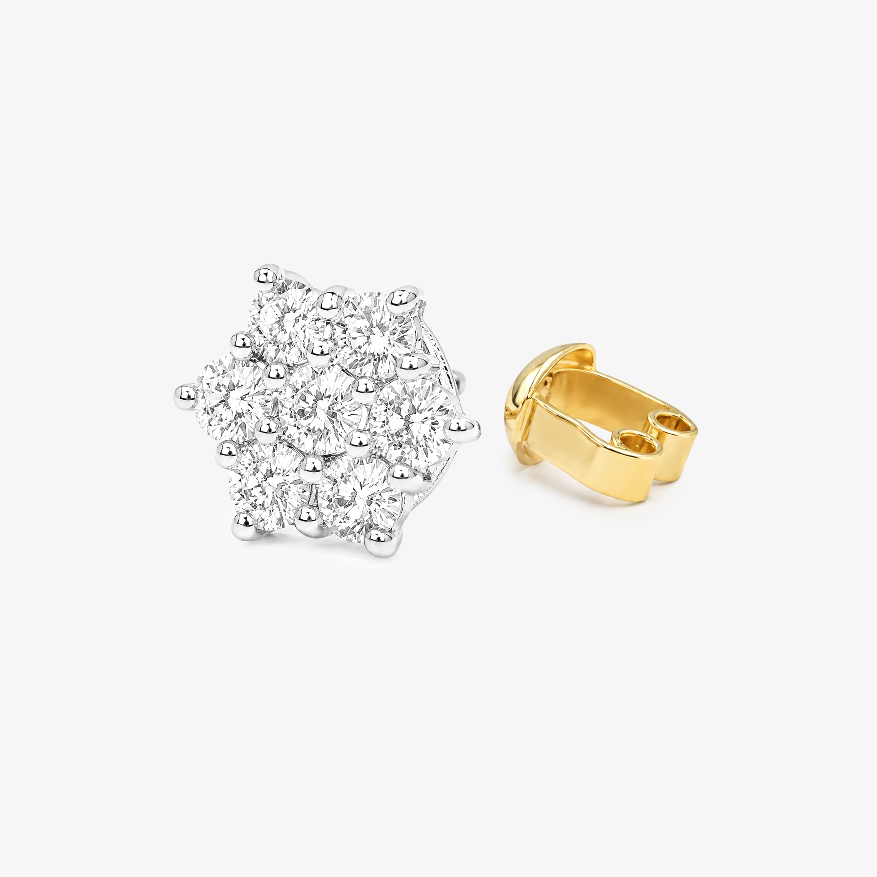 18ct White Gold Diamond Daisy Cluster Stud Earrings