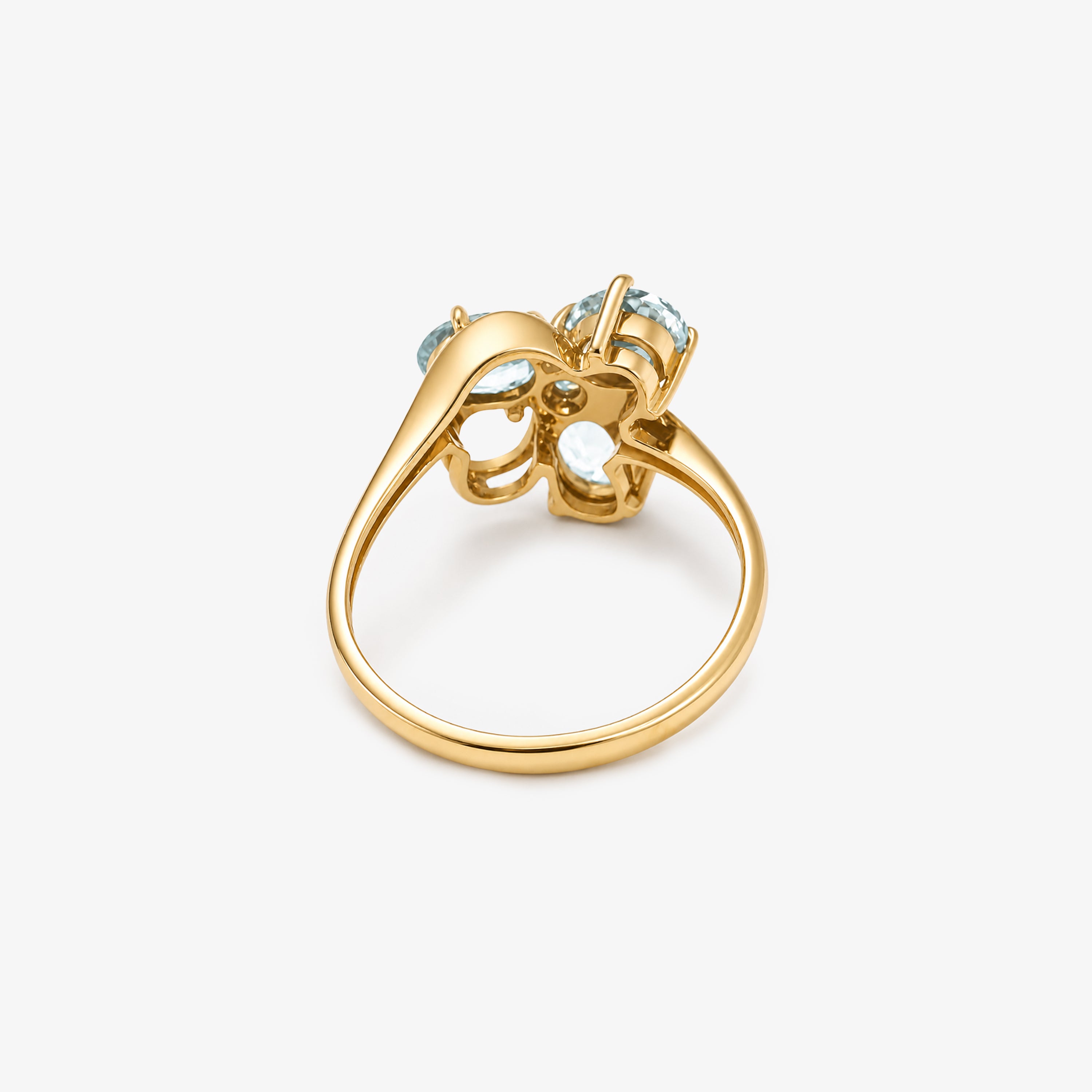 9ct Yellow Gold Light Blue Sapphire & Diamond Ring