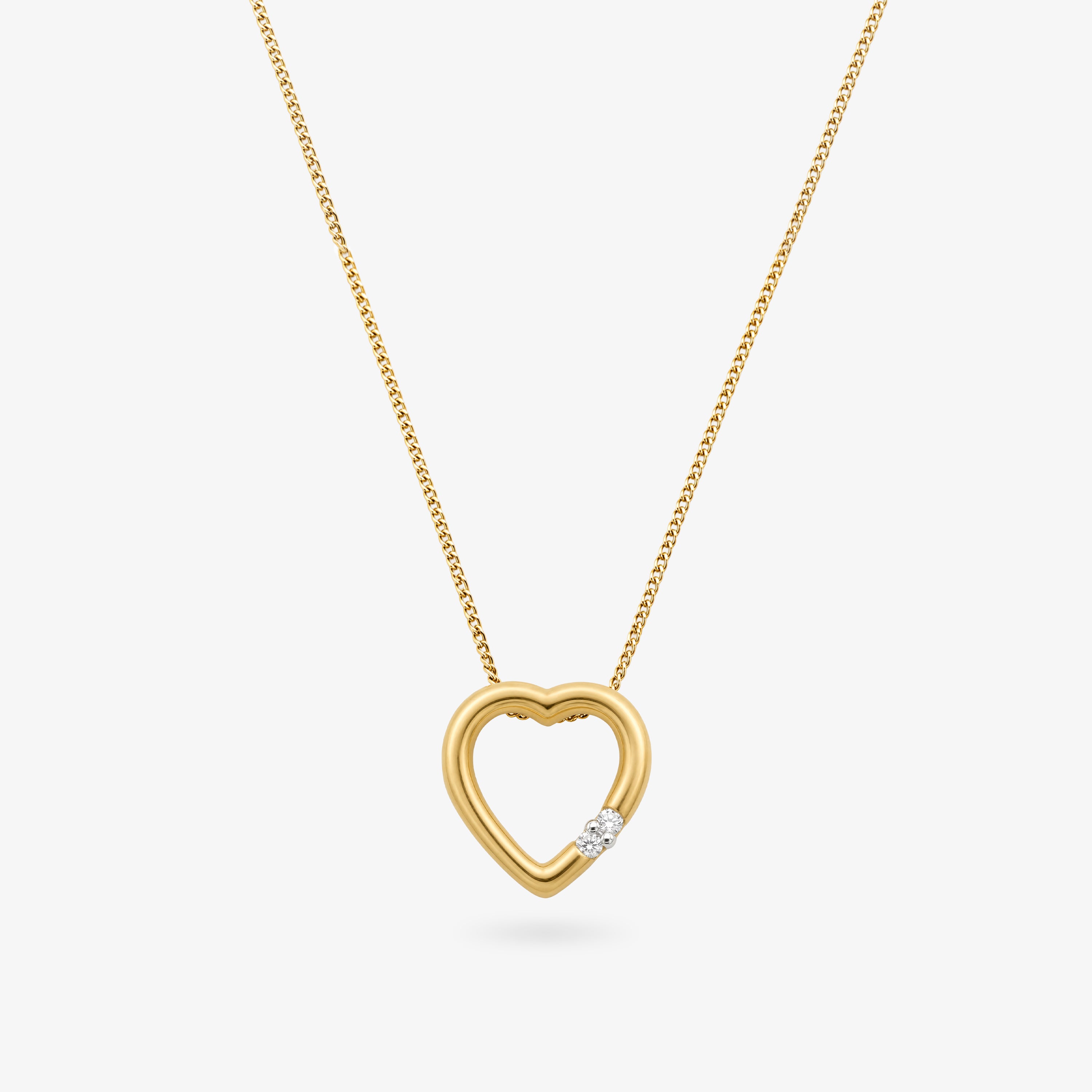 9ct Gold Open Heart Diamond Pendant Necklace