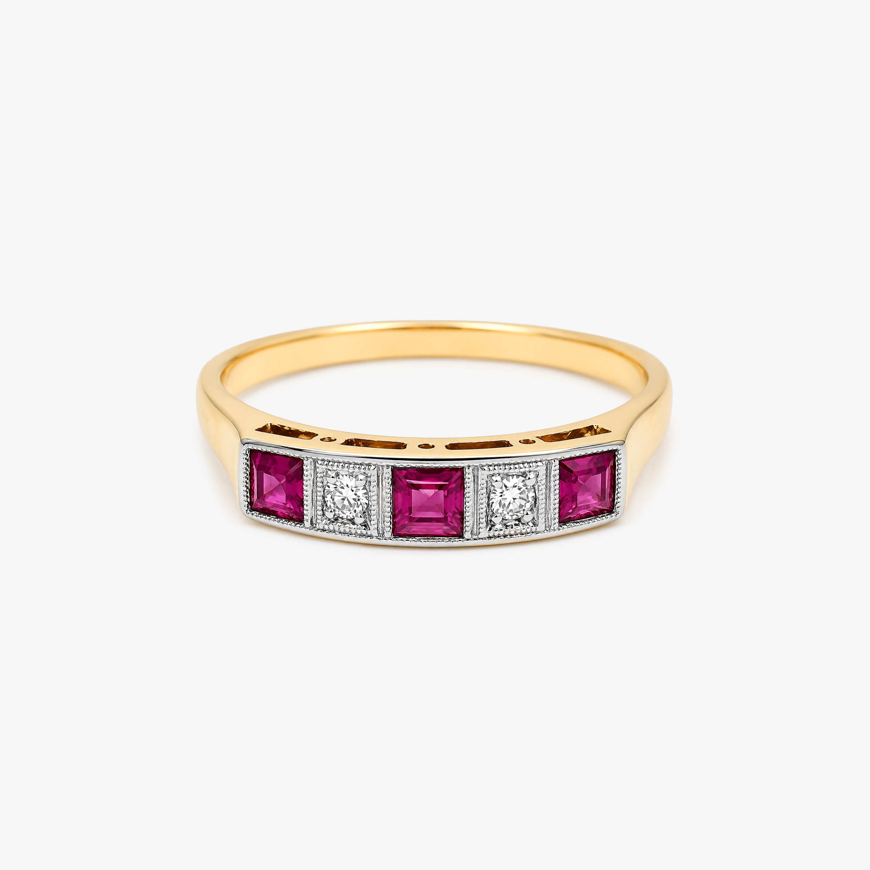 18ct Gold Ruby and Diamond Five Stone Ring