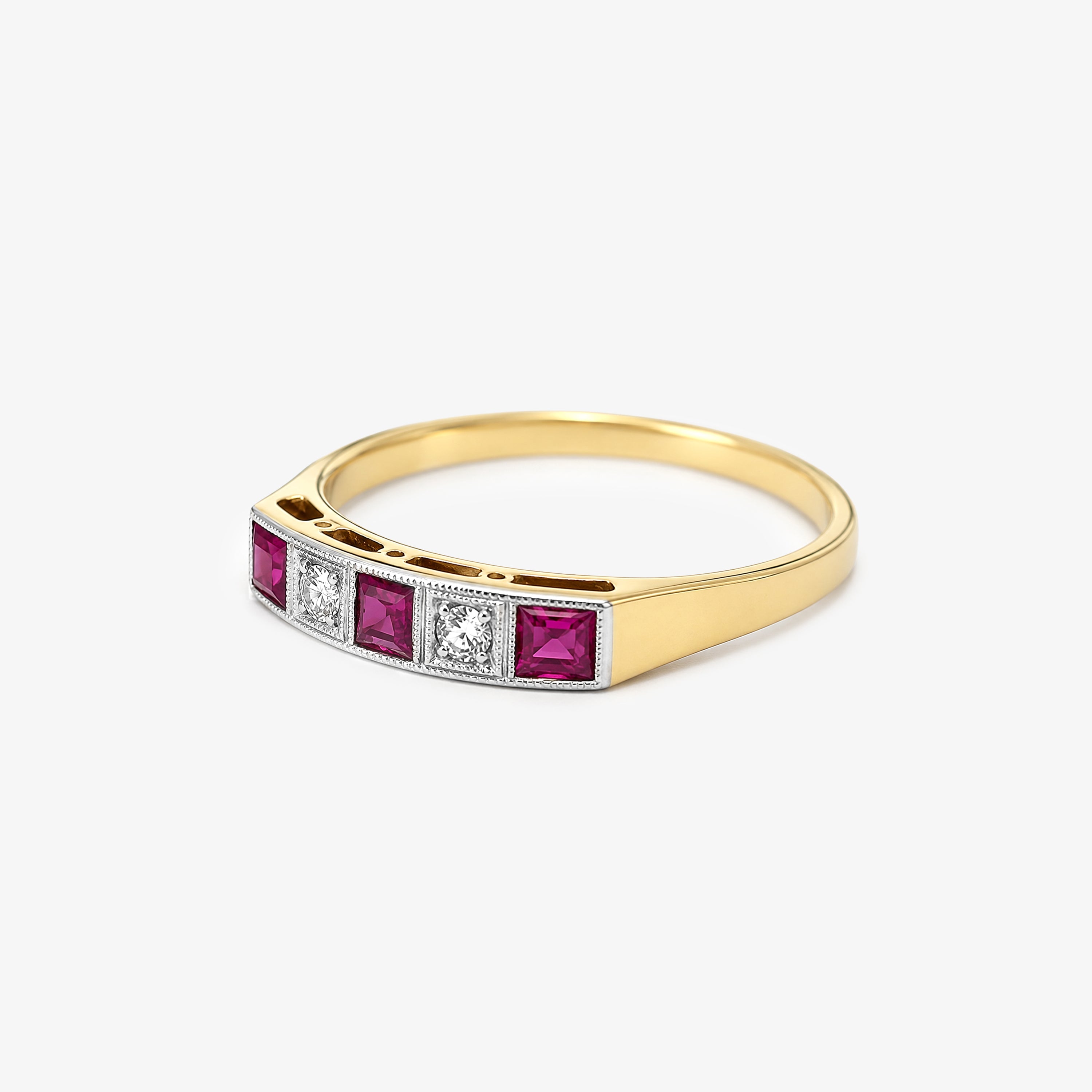 18ct Gold Ruby and Diamond Five Stone Ring