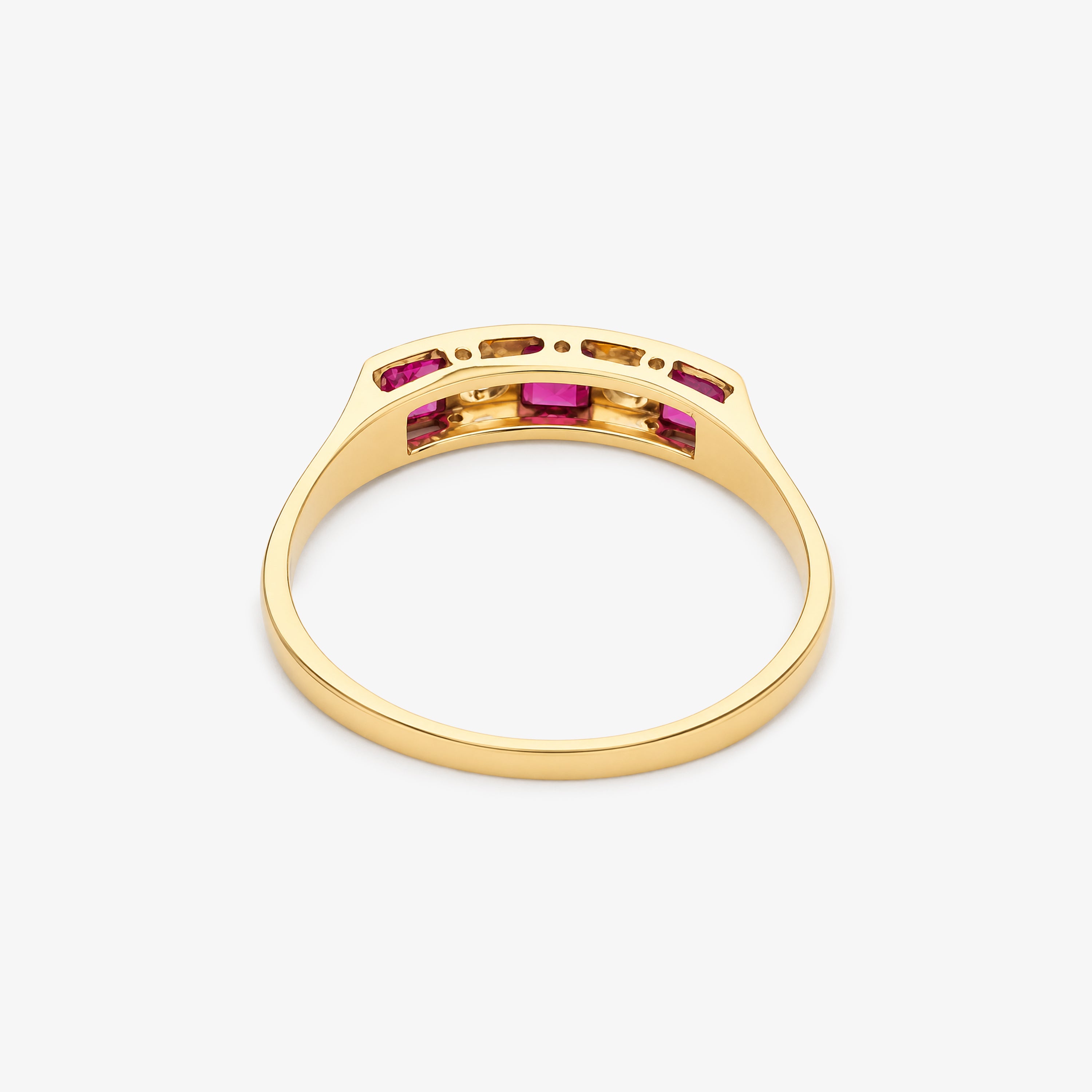 18ct Gold Ruby and Diamond Five Stone Ring