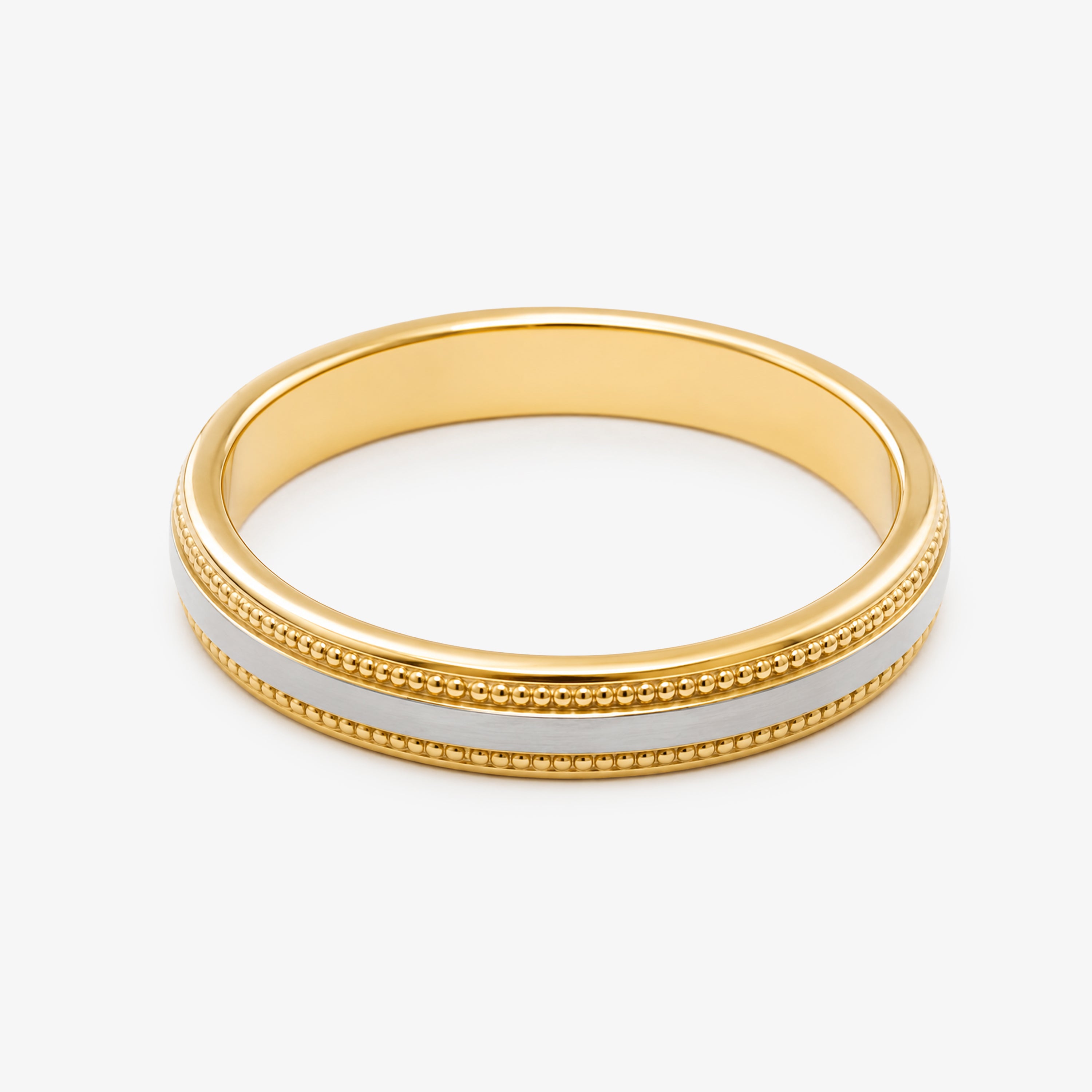 18ct Yellow Gold and Platinum Milgrain Wedding Band