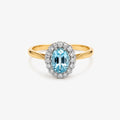 18ct Yellow Gold Blue Topaz and Diamond Cluster Ring