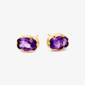 9ct Yellow Gold Oval Amethyst Stud Earrings