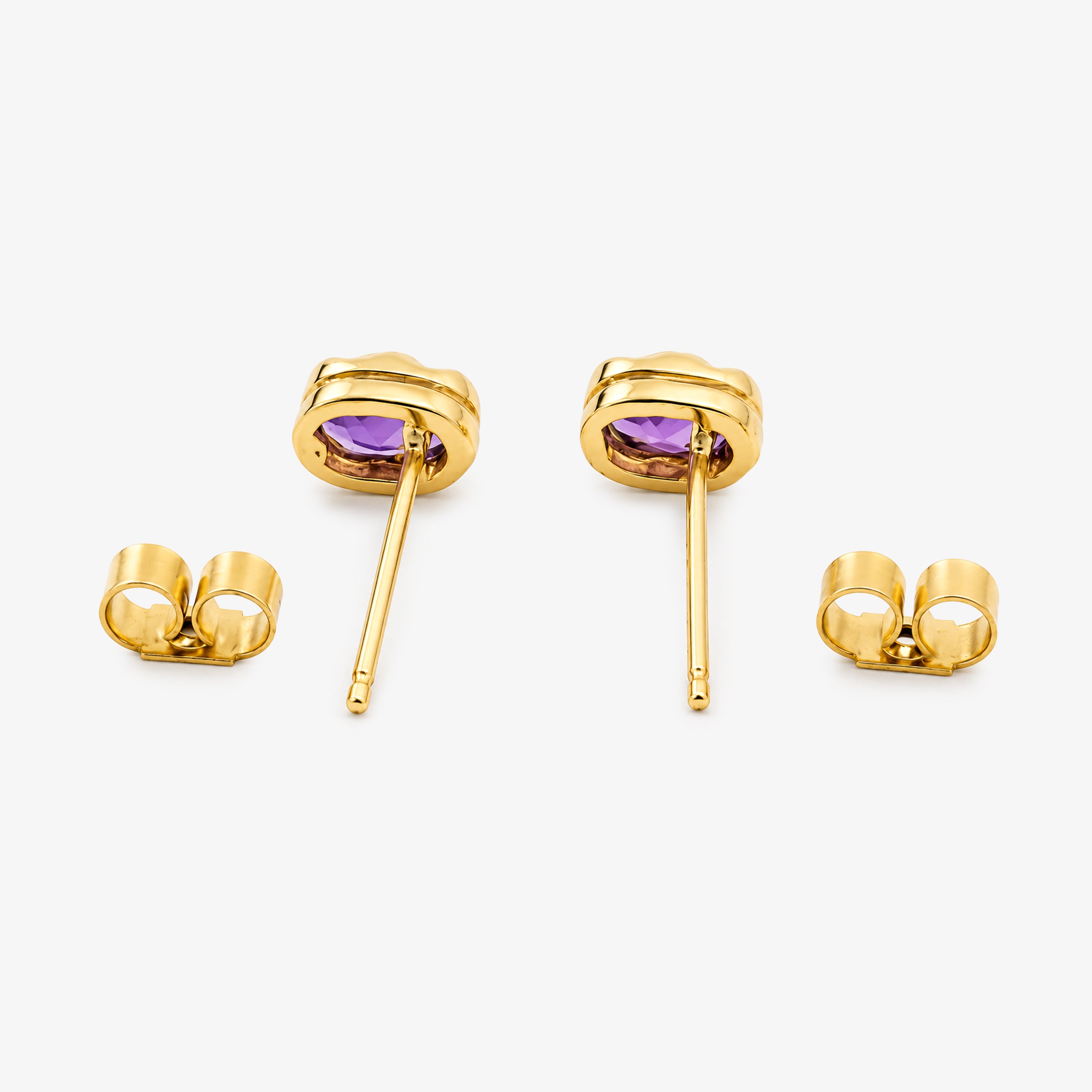 9ct Yellow Gold Oval Amethyst Stud Earrings