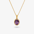 9ct Yellow Gold Oval Amethyst Pendant with Box Chain