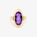Gold Amethyst Oval Rubover Ring
